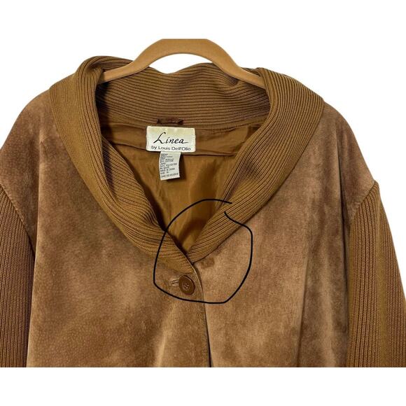 LINEA by Louis Dell'Olio Brown Tan Suede Leather Jacket 1x Beige A8342 Womens - Picture 11 of 12